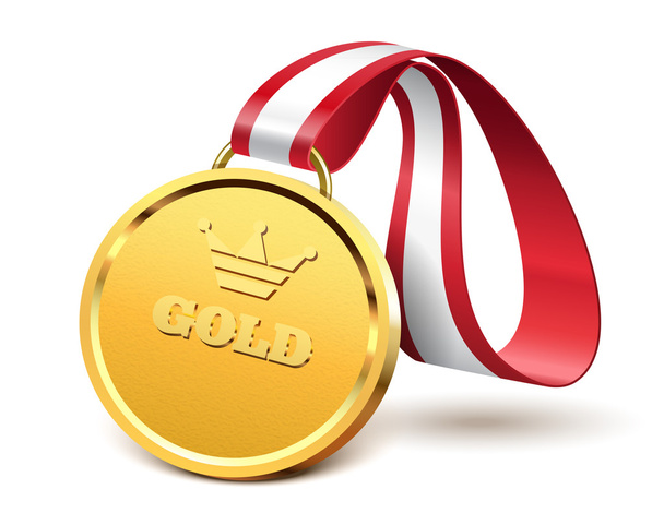 золота медаль ізольована на білому тлі
 - Вектор, зображення