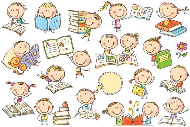 Niños y libros
 - Vector, Imagen