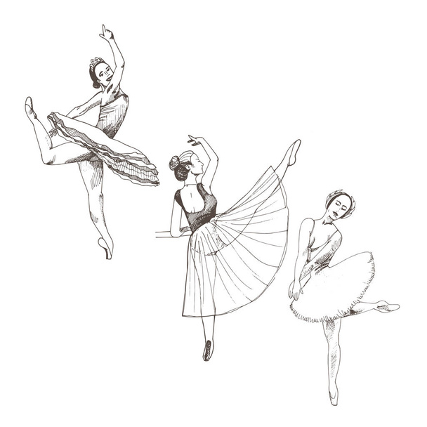 Ballerina dansen geïsoleerd op witte achtergrond.  - Vector, afbeelding