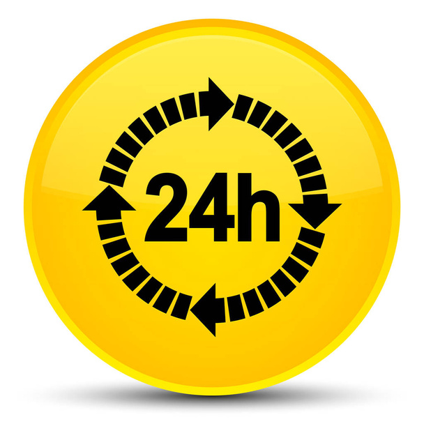 24 時間配信アイコン特別な黄色の丸いボタン - 写真・画像