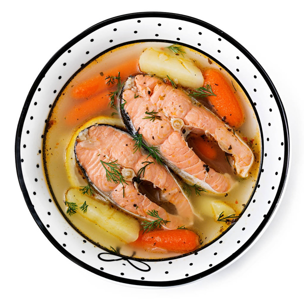 Salmon fish soup - Valokuva, kuva