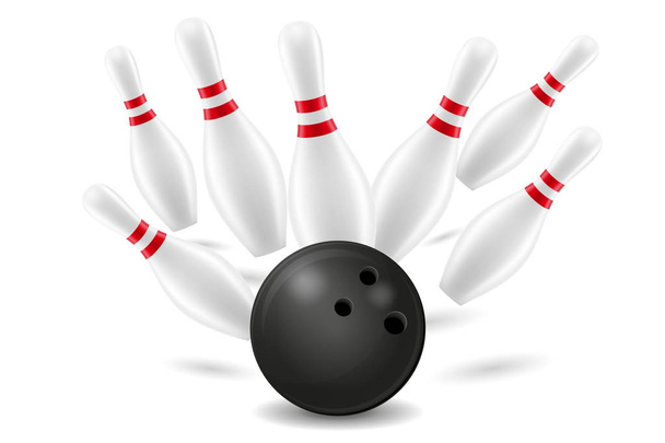 bowling ball and pin vector illustration - Vector, Imagen