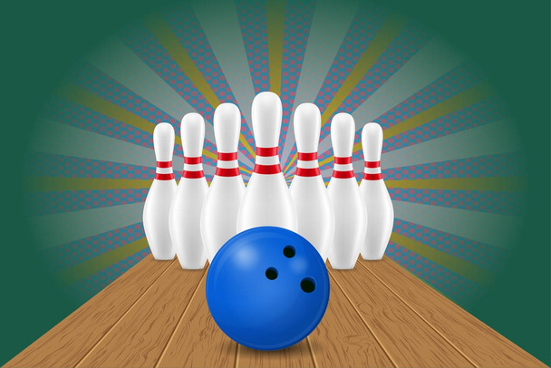 bowling ball and pin vector illustration - Vector, afbeelding