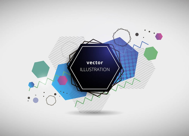 vector abstraction hexagons and broken lines - Вектор,изображение