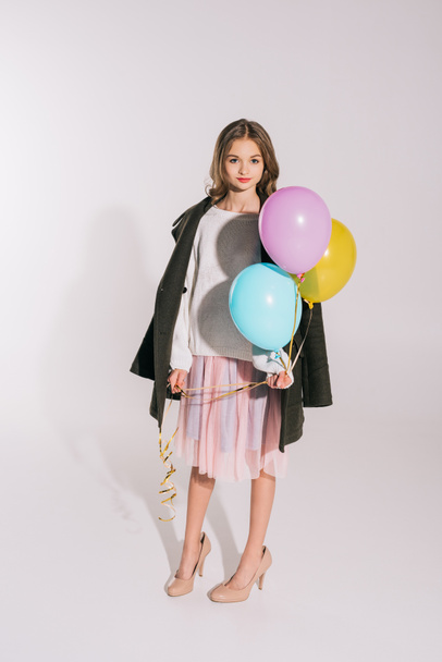 stylish teenage girl with balloons - Foto, afbeelding
