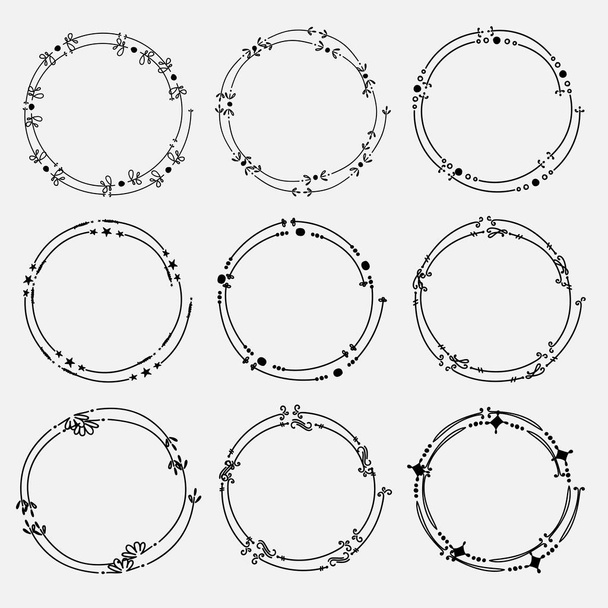Vector Set Of Dividers Round Frames For Decoration.  - Vector, Imagen