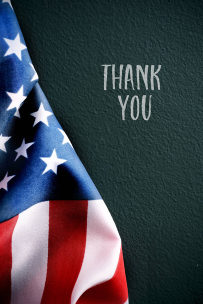 american flag and text thank you - Foto, afbeelding