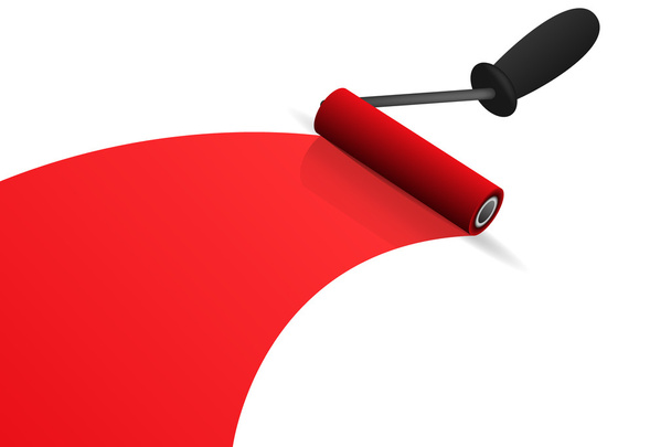 Red paint roll - Vetor, Imagem