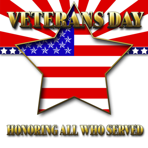 Stock Illustration - Día de los Veteranos, Ilustración 3D, Honrar a todos los que sirvieron, plantilla de vacaciones estadounidenses
. - Foto, imagen