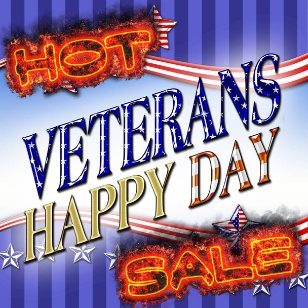 Feliz Día de los Veteranos, Venta Caliente, Ilustración 3D, Honrando a todos los que sirvieron, plantilla de vacaciones estadounidenses
. - Foto, Imagen