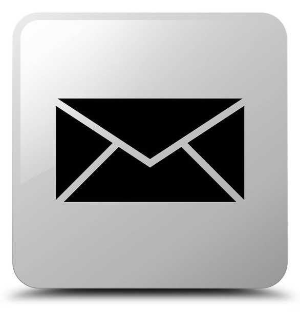 Email icon white square button - Foto, Imagem