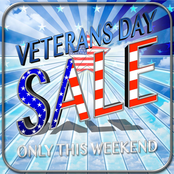 Boldog veteránok napja, forró eladás, 3D-s illusztráció, tisztelet minden, akik szolgáltak, Amerikai ünnep sablon. - Fotó, kép