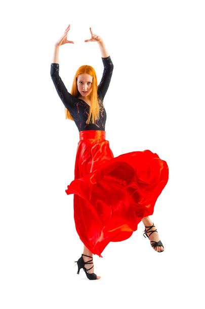 Woman traditional dancer wearing red dress - Zdjęcie, obraz