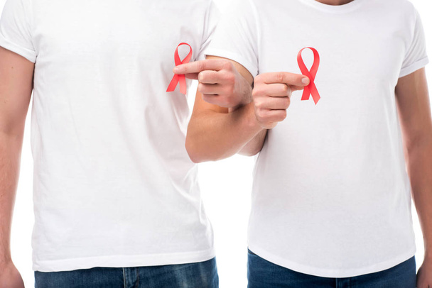 homo paar met aids linten - Foto, afbeelding