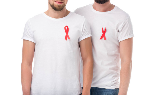 gay couple with aids ribbons - Photo, Image