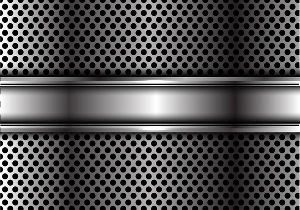 Astratto argento banner sovrapposizione su metallo cerchio maglia design moderno lusso futuristico sfondo vettoriale illustrazione
. - Vettoriali, immagini