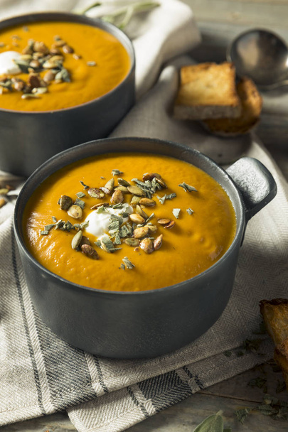 Homemade Curry Butternut Squash Soup - Photo, Image