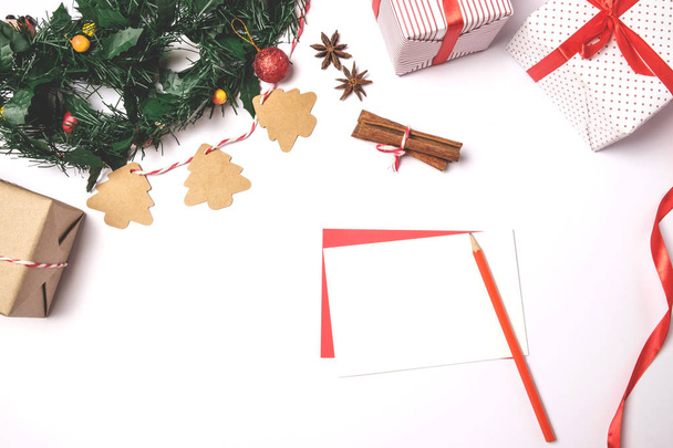 Write wishing on the greeting card and Chrsitmas card. - Photo, Image