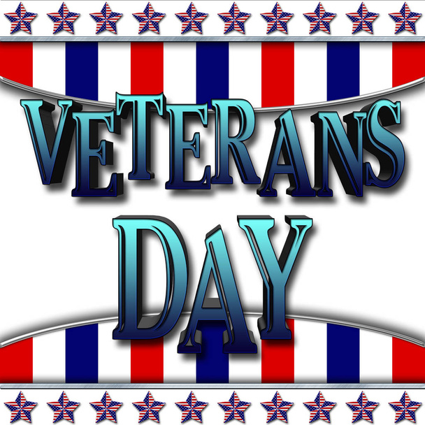 Stock Illustration - Veterans Day, 3D Illustration, Honoring all who served, American holiday template. - Photo, Image