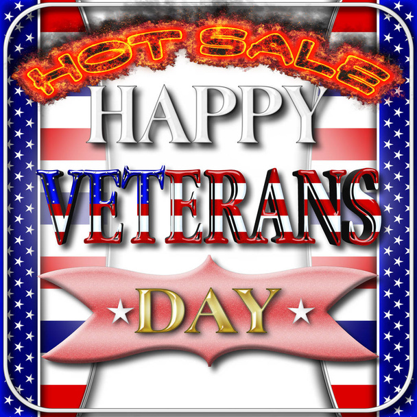 glückliche Veteranen Tag, heißer Verkauf, 3D-Illustration, zu Ehren aller, die dienten, amerikanische Feiertagsvorlage. - Foto, Bild