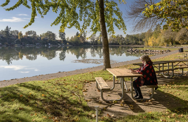 Relaxing in a park with a view Oregon. - Photo, Image