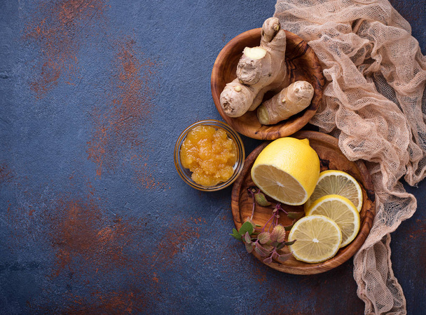 Lemon, ginger, mint and honey.  - Photo, Image