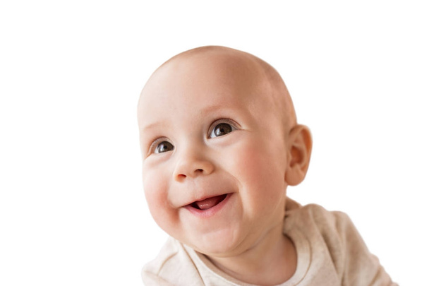 close up of happy little baby boy face - 写真・画像