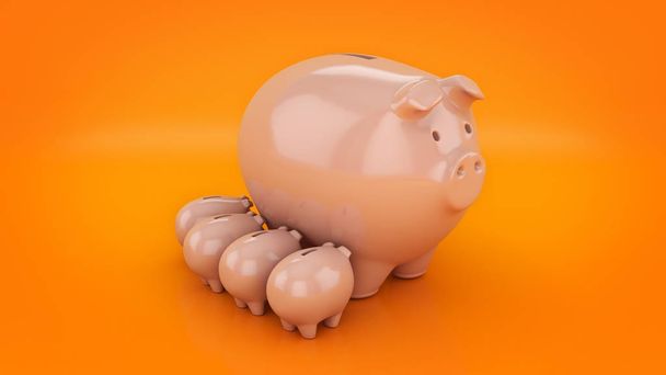 piggy bank growth. 3d rendering - Photo, Image