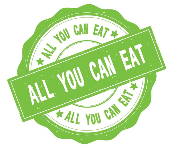 alles, was man essen kann Text, geschrieben auf grünen runden Plakette. - Foto, Bild