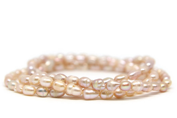 Necklace of pink freshwater pearls isolated - Photo, Image