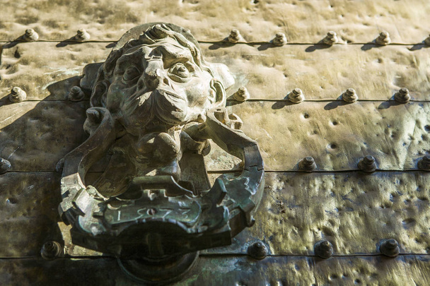 Ovenkolkuttaja kuvaa leijonan päätä, Cordoba moskeija, Andalusia, Spai
 - Valokuva, kuva