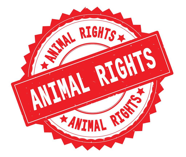 Tierrechte roter Text runde Marke, mit Zick-Zack-Grenze. - Foto, Bild