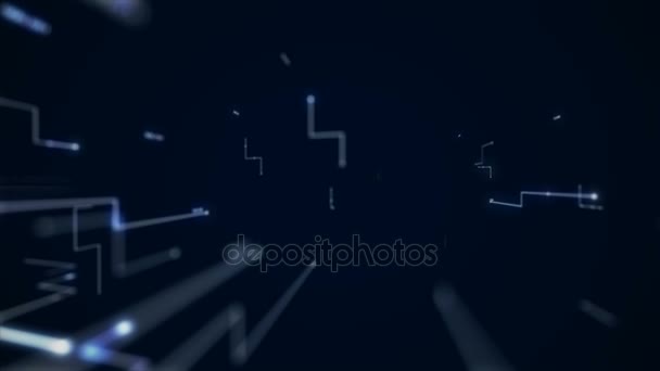 4K Animation 3D abstract dark background moving dot and line metaphor cyber futuristic data transfer network connection concept - Footage, Video