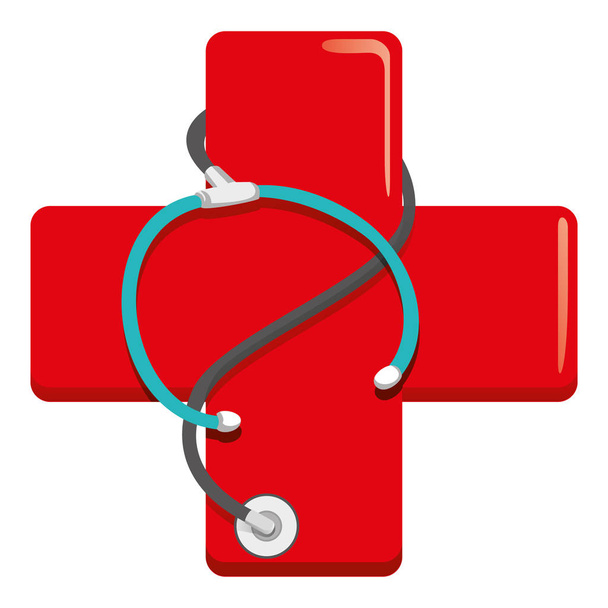 Tıbbi alet, stetoskop sağlık sembolü gösteren simge. Tıbbi ve kurumsal malzemeler için idealdir - Vektör, Görsel