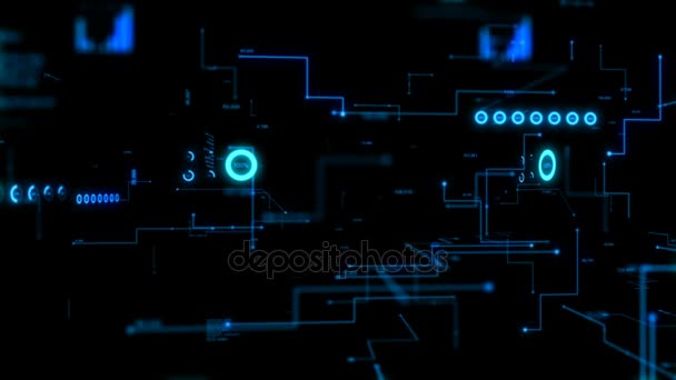 4k animatie 3d abstract donkere achtergrond bewegende grafiek bar infographic dot en lijn metafoor cyber futuristische gegevens overdracht netwerk verbinding concept - Video
