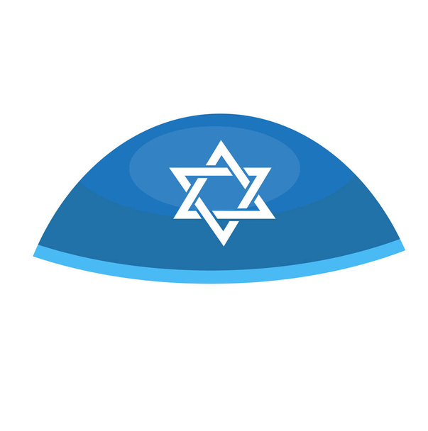 Icono hebreo de paca, estilo plano. Sombrero judío religioso. Aislado sobre fondo blanco. Ilustración vectorial. - Vector, Imagen