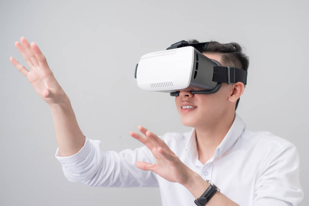 Excited man in VR goggles - Photo, Image