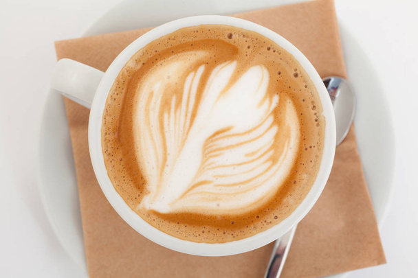 tasse de café latte art vue de dessus
 - Photo, image