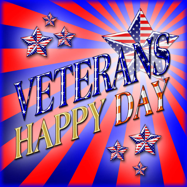Ilustração de estoque - Feliz Dia dos Veteranos, Ilustração 3D, Honrando todos os que serviram, Modelo de feriado americano
. - Foto, Imagem