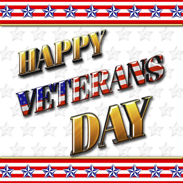 Stock Illustratie - Happy Veterans Day, 3d illustratie, ter ere van allen die gediend, Amerikaans vakantie sjabloon. - Foto, afbeelding