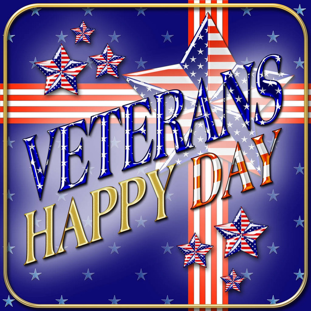 stock illustration - glücklicher Veteranentag, 3D-Illustration, Ehrung aller, die dienten, amerikanische Feiertagsvorlage. - Foto, Bild