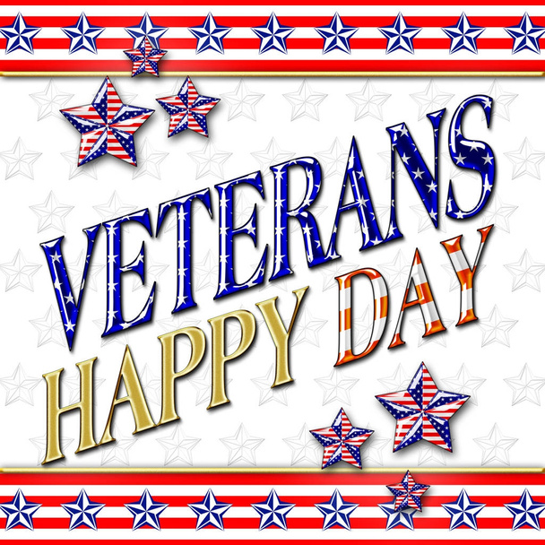 Illustrazione Stock - Felice giorno dei veterani, Illustrazione 3D, Onorare tutti coloro che hanno servito, modello di vacanza americano
. - Foto, immagini