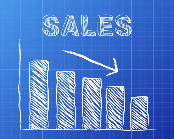 Sales Down Blueprint - Vector, Image