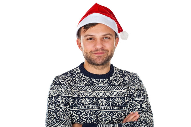 Handsome man with santa hat - Фото, зображення