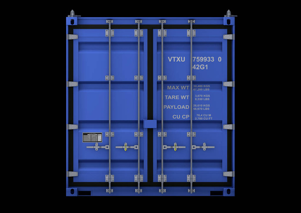 ISO κοντέινερ 40 ft ξηρό van, απομονωμένη rendering, μπλε - Φωτογραφία, εικόνα