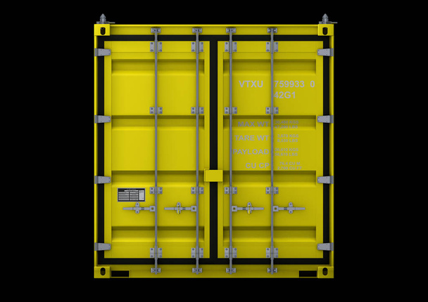 ISO konteyner 40 ft kuru van, izole render, sarı - Fotoğraf, Görsel
