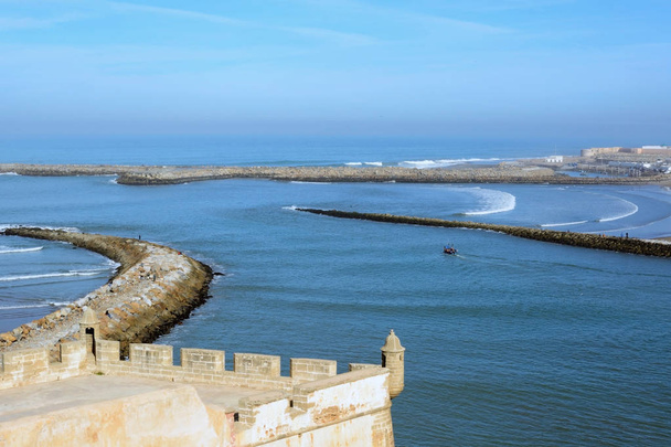 Rabat, Morocco - December 26, 2015: View of the Bouregreg River mouth and Atlantic Ocean from the Kasbah of the Udayas in Rabat, Morocco, Africa - Φωτογραφία, εικόνα
