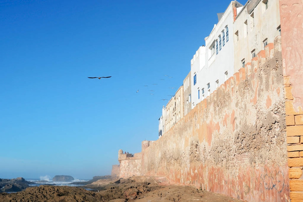 Essaouira, Morocco -  January 6, 2016: Fortified walls around Essaouira  - 写真・画像