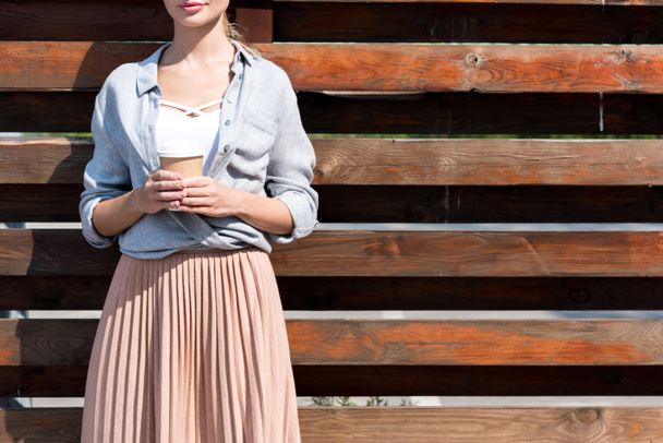 young woman with coffee to go - Photo, Image