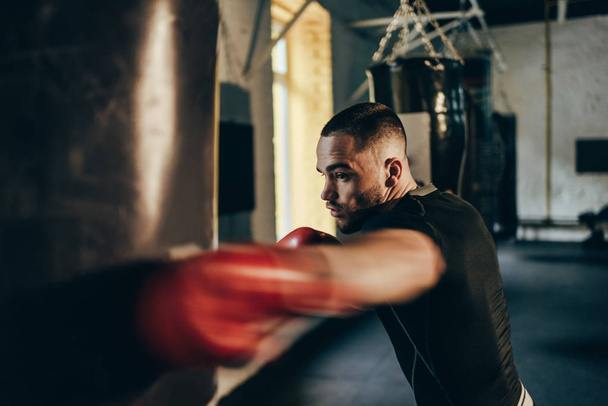 boxer training with punching bag - Foto, imagen